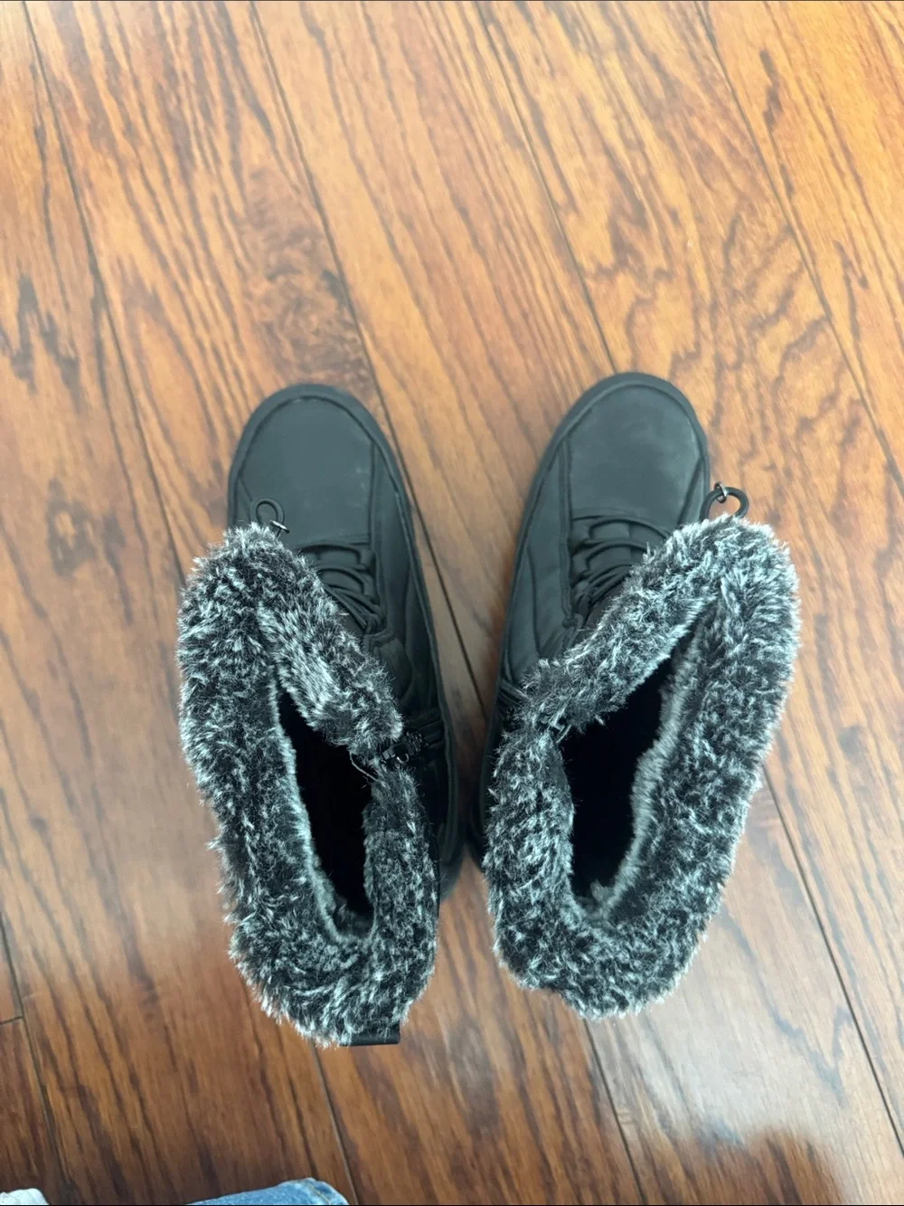 Black Faux-Fur Trim Winter Boots